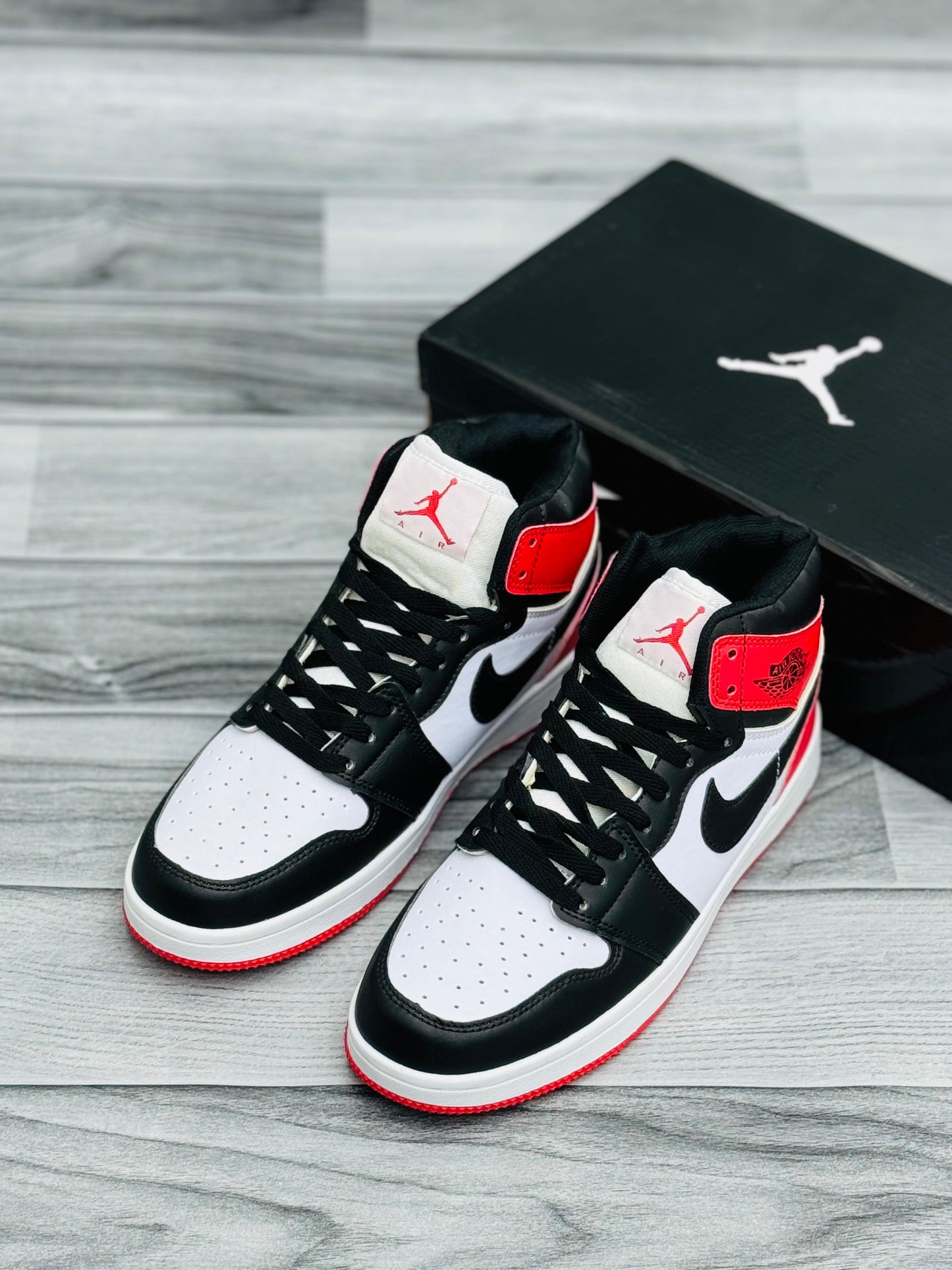 Black, White & Red High-Top Sneakers – Bold Streetwear Icon