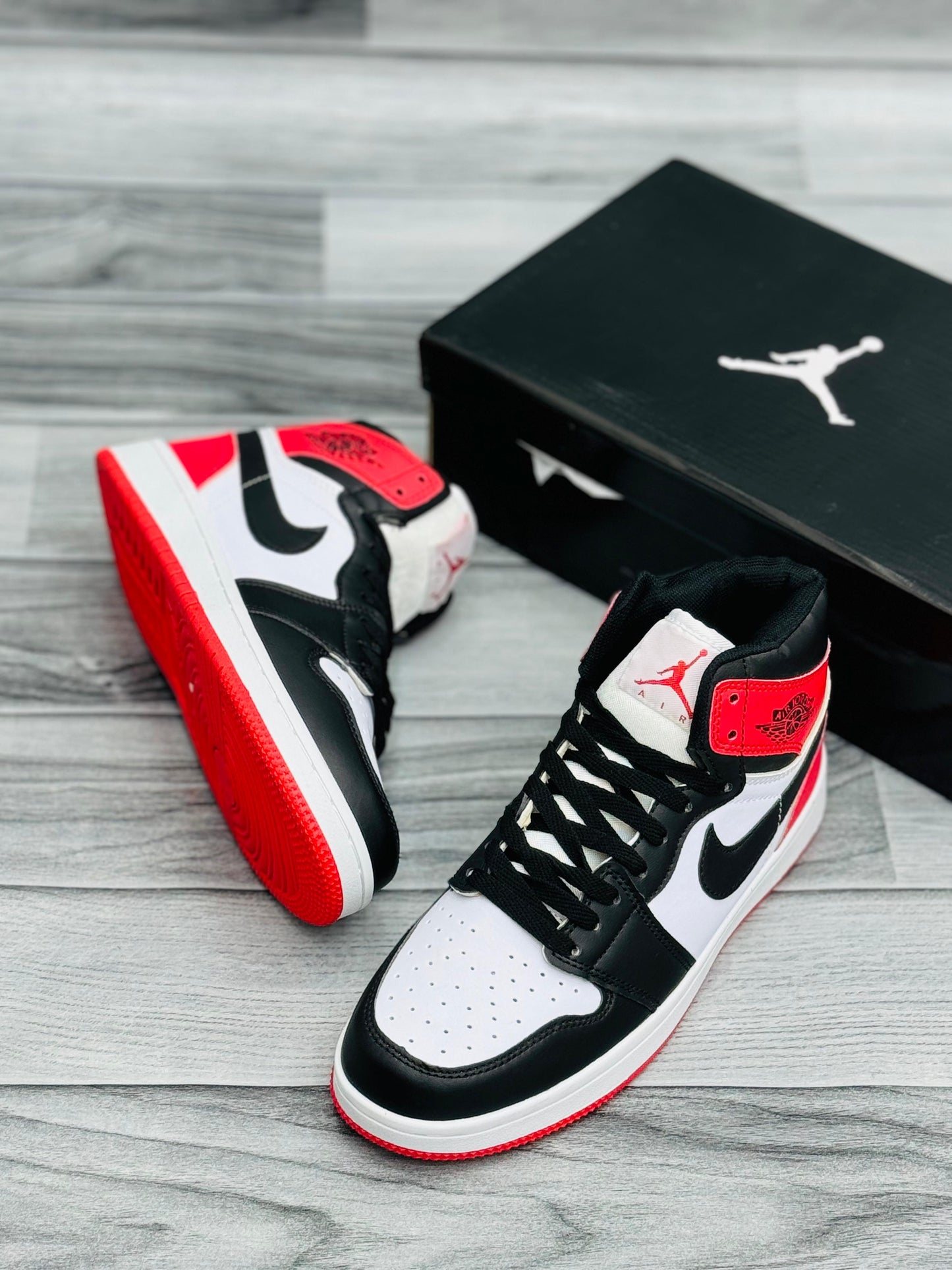 Black, White & Red High-Top Sneakers – Bold Streetwear Icon