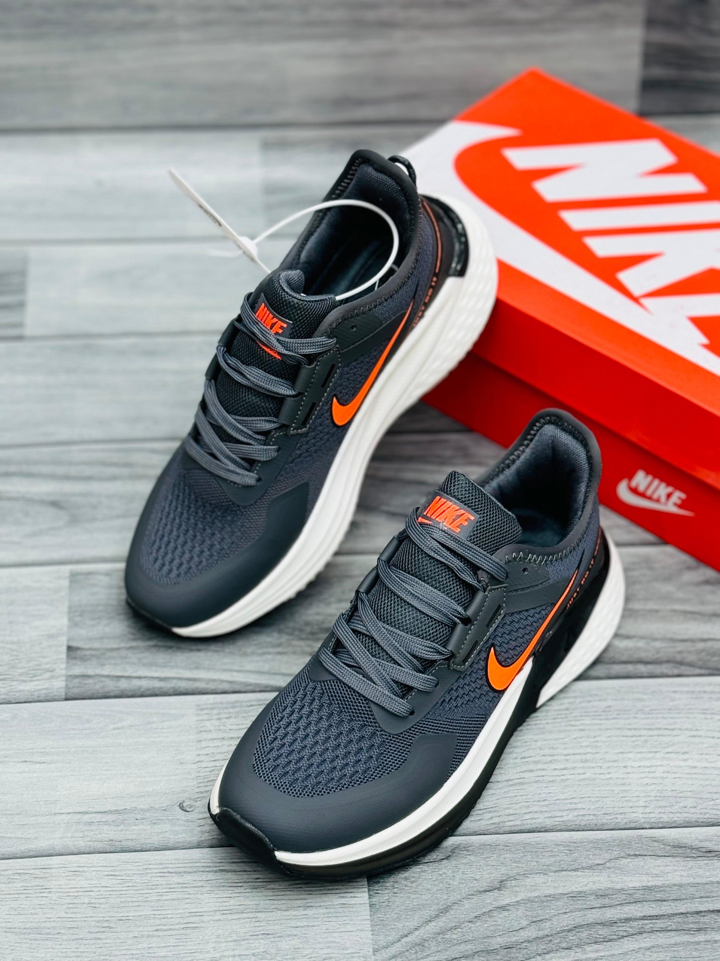 Nike Air Zoom TechRunner – Gray & Orange Performance Running Shoes