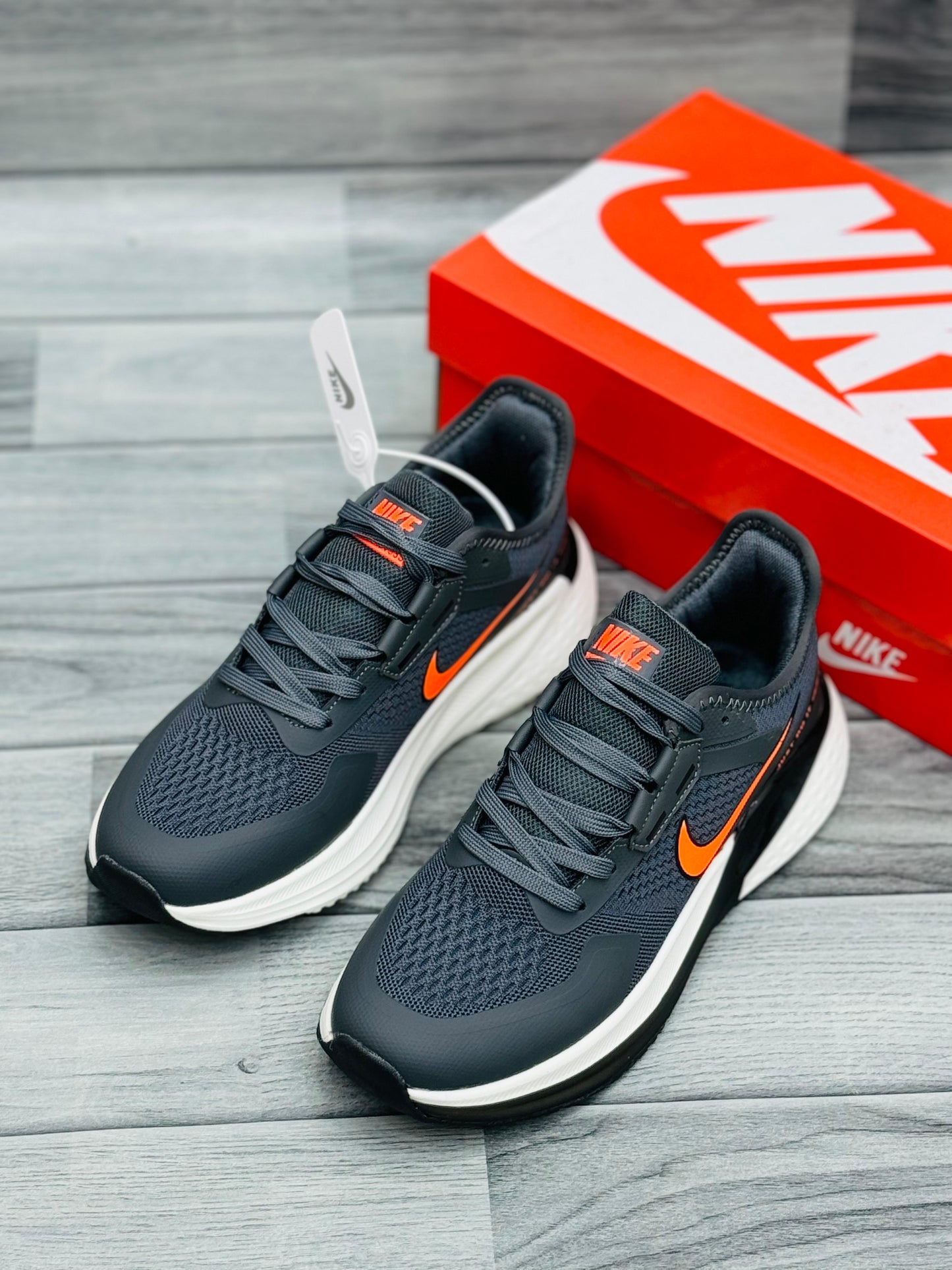 Nike Air Zoom TechRunner – Gray & Orange Performance Running Shoes