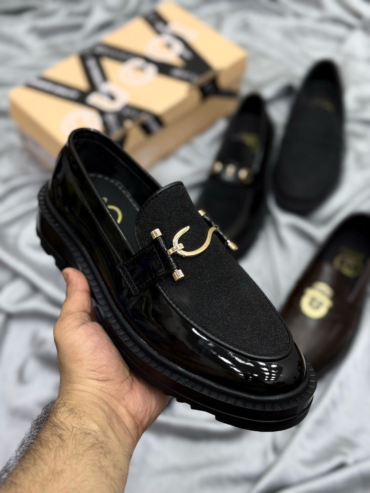 Men's Luxury Suede Loafers with Gold Buckle