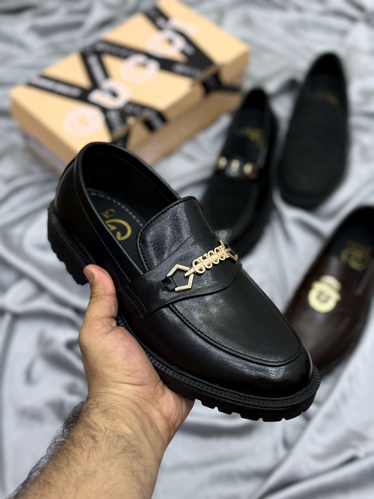 Men's Luxury Suede Loafers with Gold Buckle