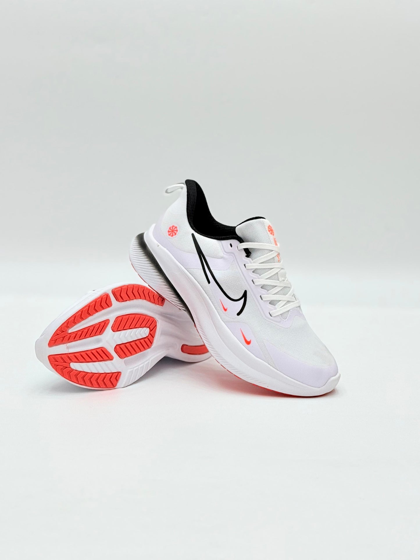 White & Coral Performance Sneakers – Lightweight & Stylish
