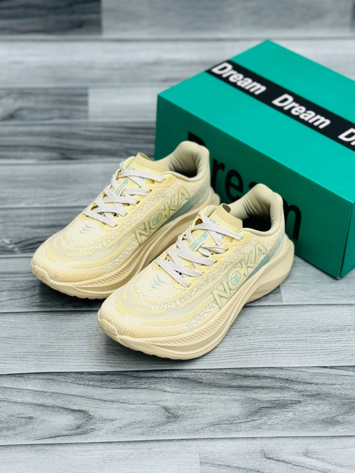 NOKA Lightweight Running Shoes - Cream & Pastel Blue