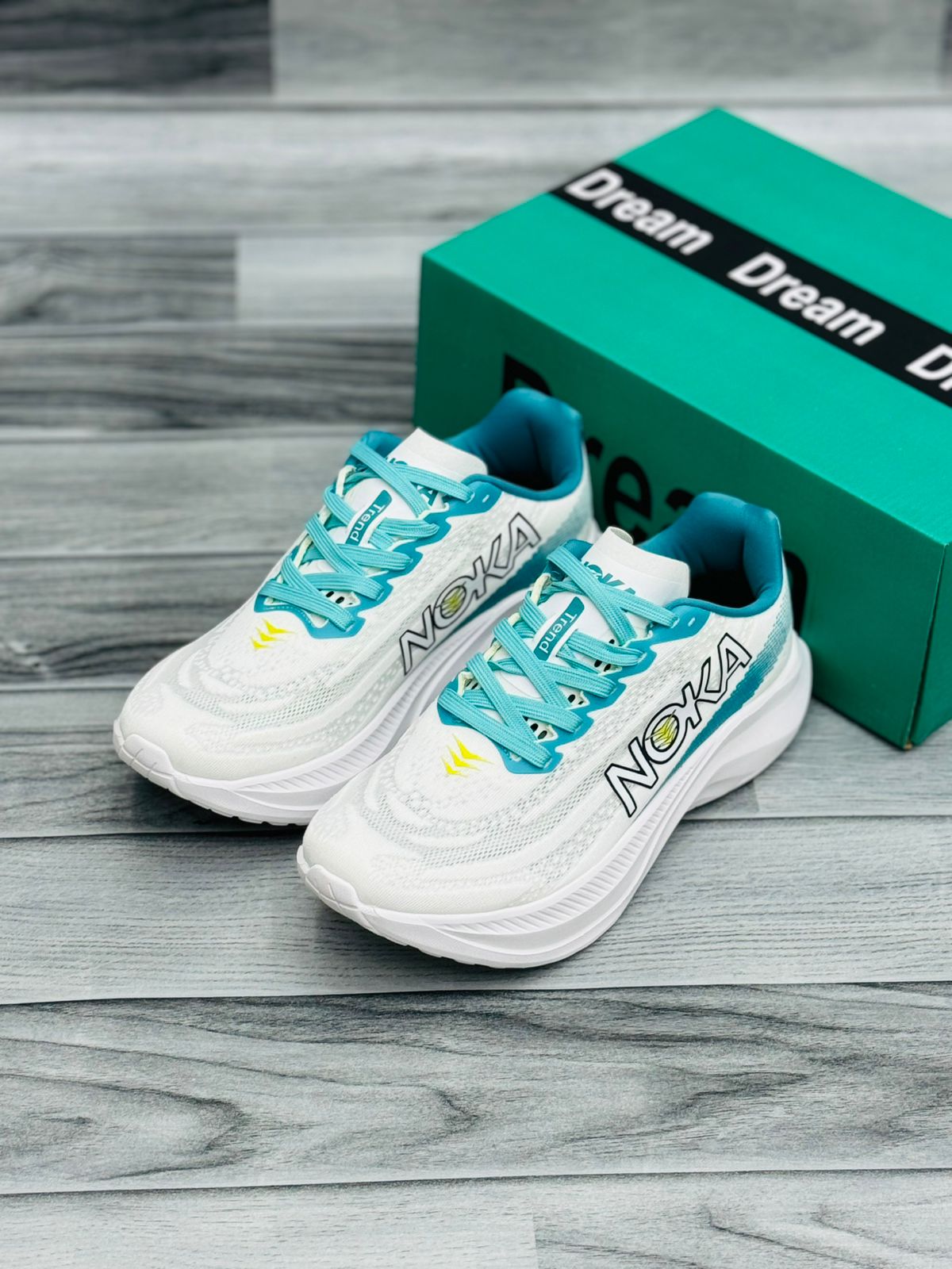 NOKA Lightweight Running Shoes - Cream & Pastel Blue