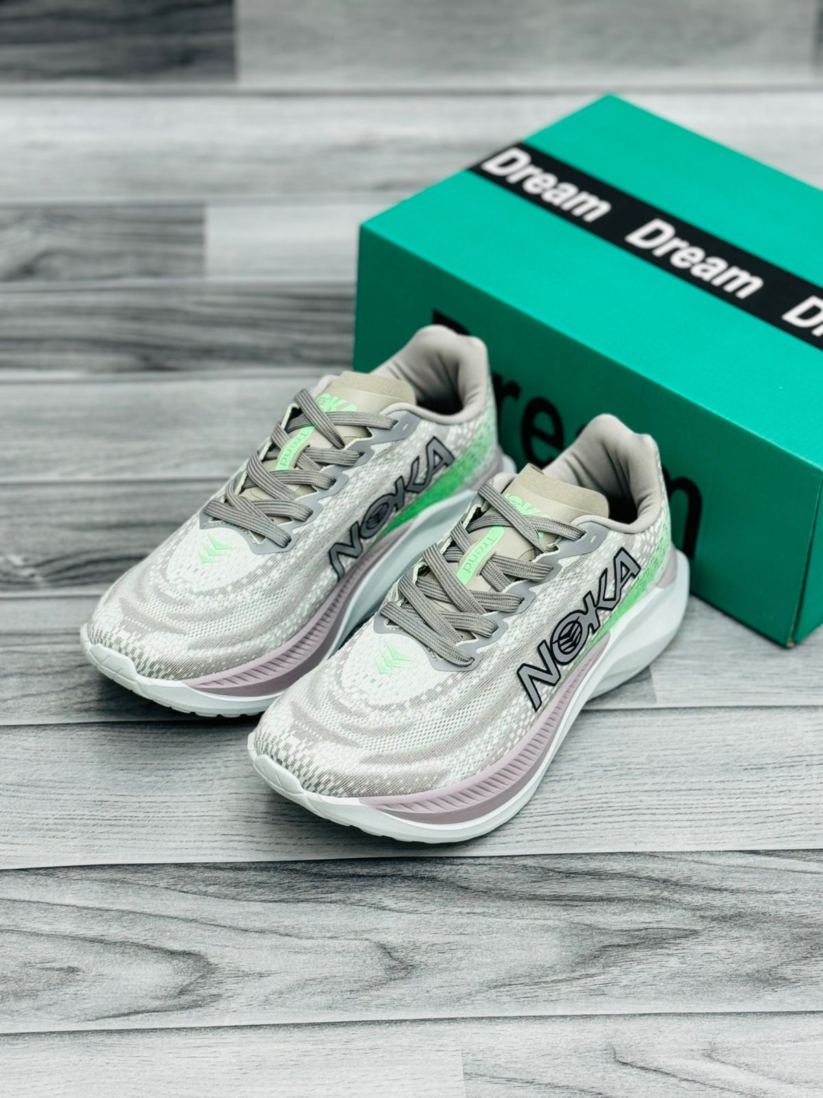 NOKA Lightweight Running Shoes - Cream & Pastel Blue
