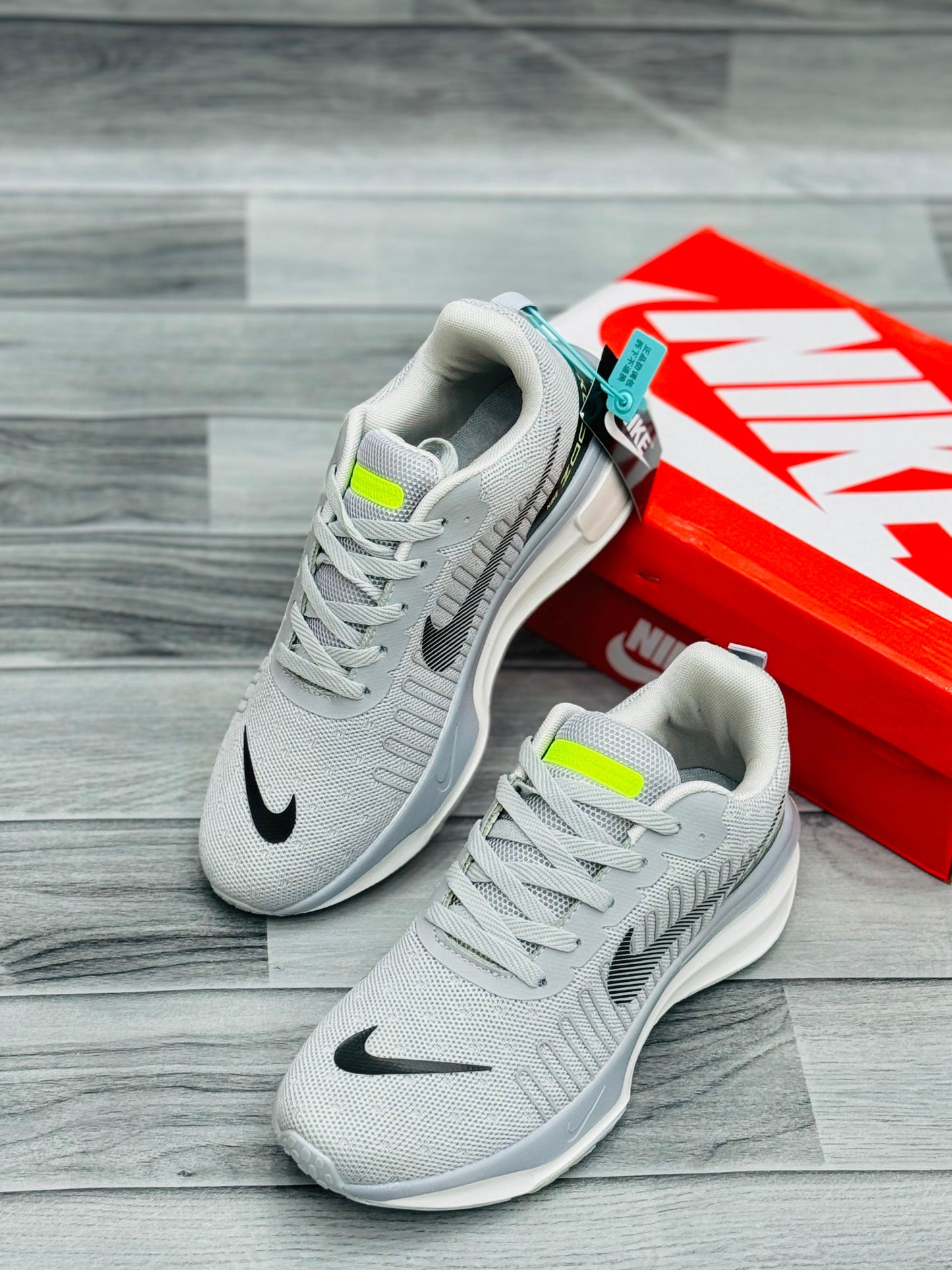 Nike Downshifter 12 – Light Grey/Volt Glow Running Shoes
