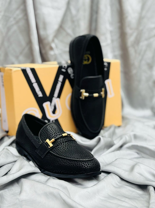 Men’s Luxury Suede Loafers with Gold Buckle
