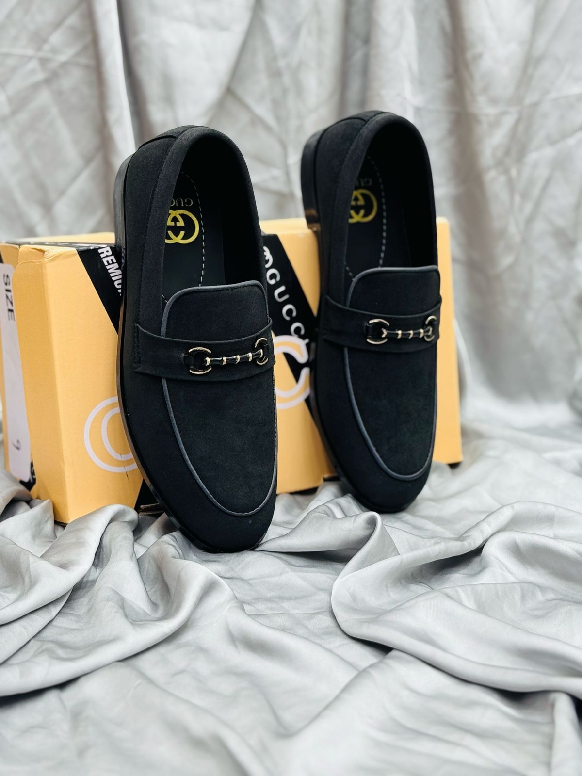 Men's Luxury Suede Loafers with Gold Buckle