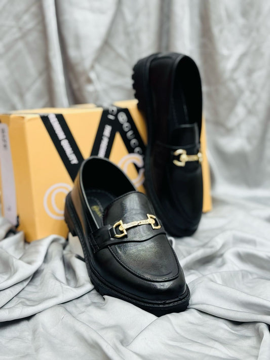 Men's Luxury Suede Loafers with Gold Buckle
