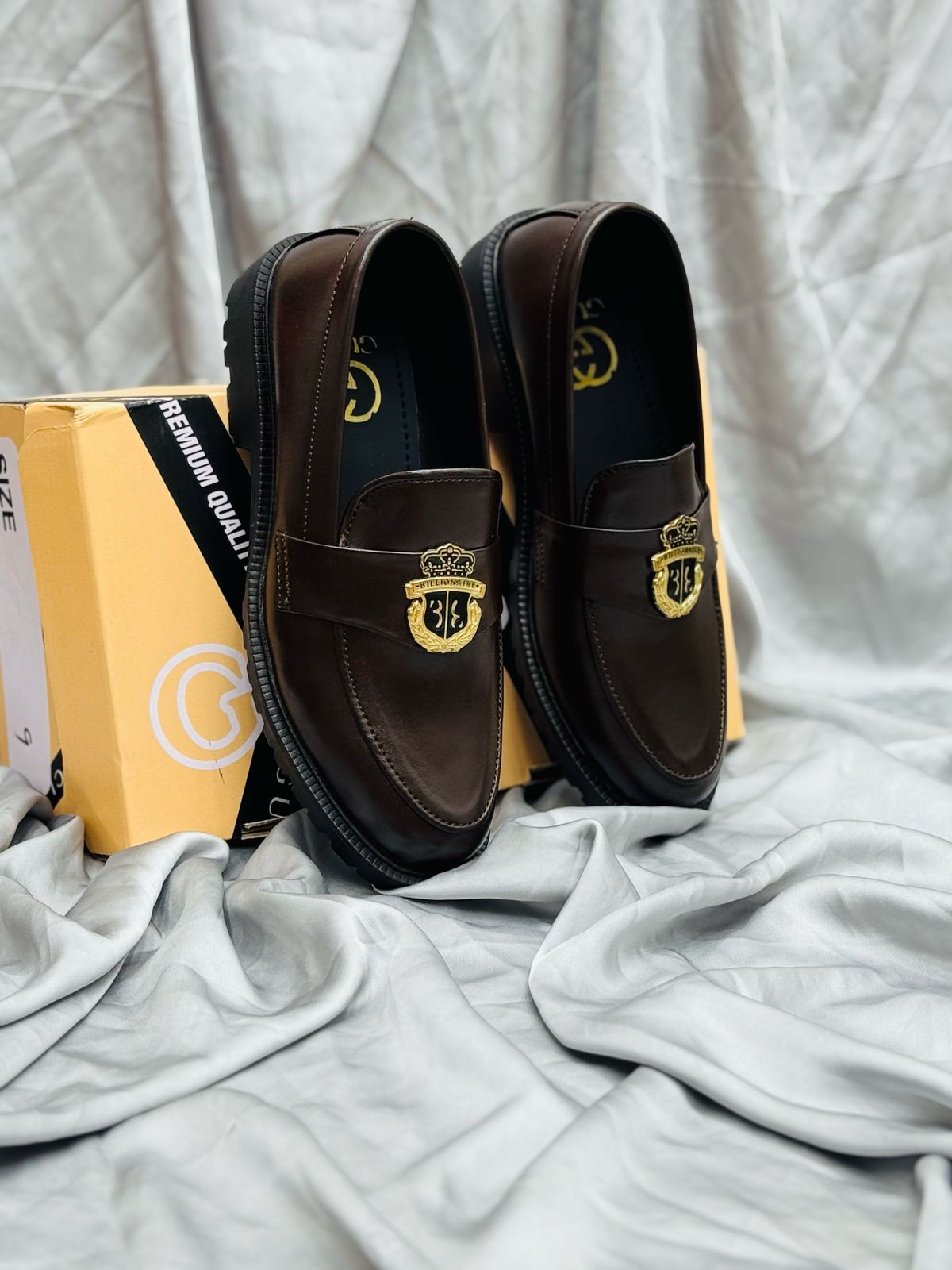 Men's Luxury Suede Loafers with Gold Buckle