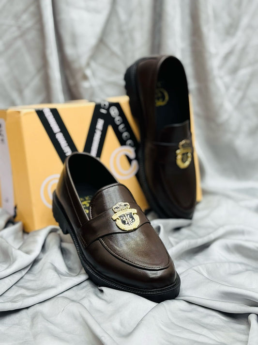 Men's Luxury Suede Loafers with Gold Buckle