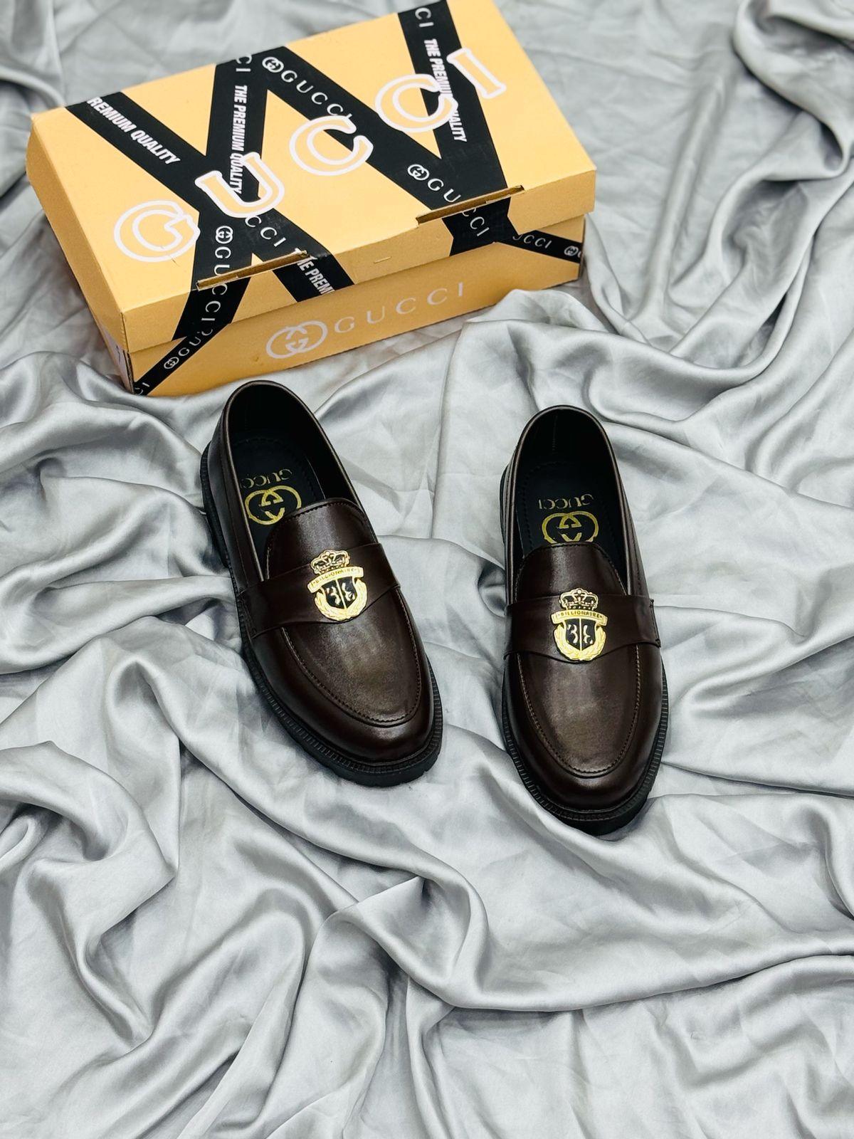 Men's Luxury Suede Loafers with Gold Buckle