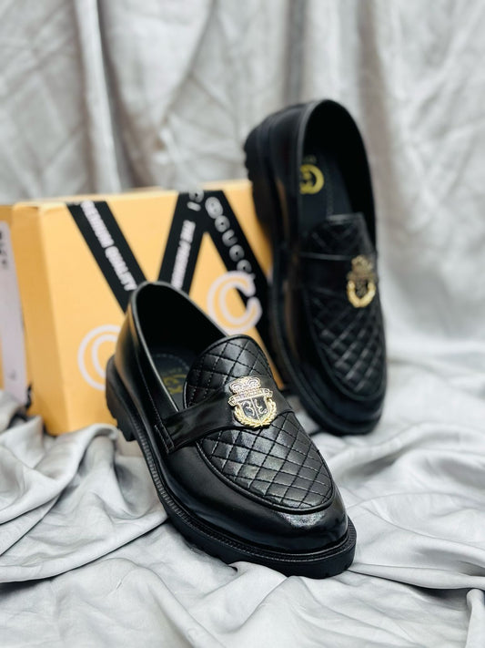 Men's Luxury Suede Loafers with Gold Buckle