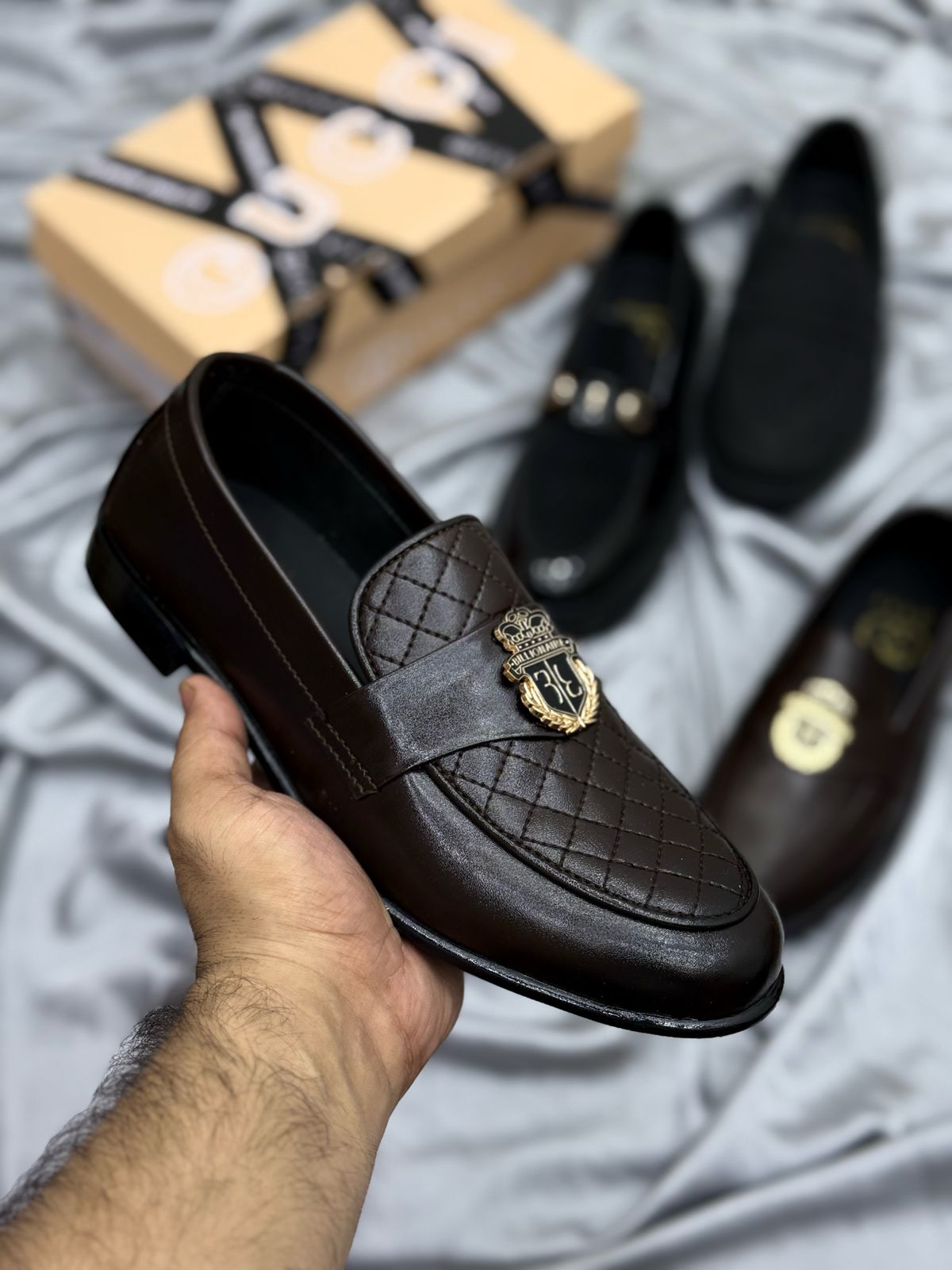 Men's Luxury Suede Loafers with Gold Buckle