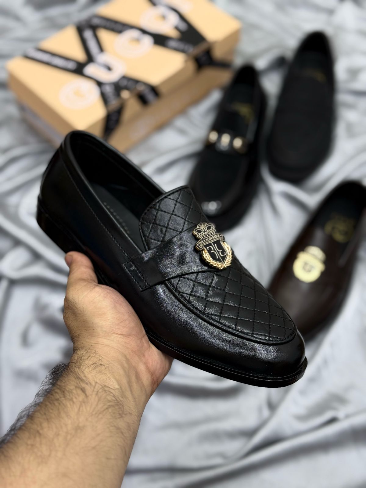 Men's Luxury Suede Loafers with Gold Buckle