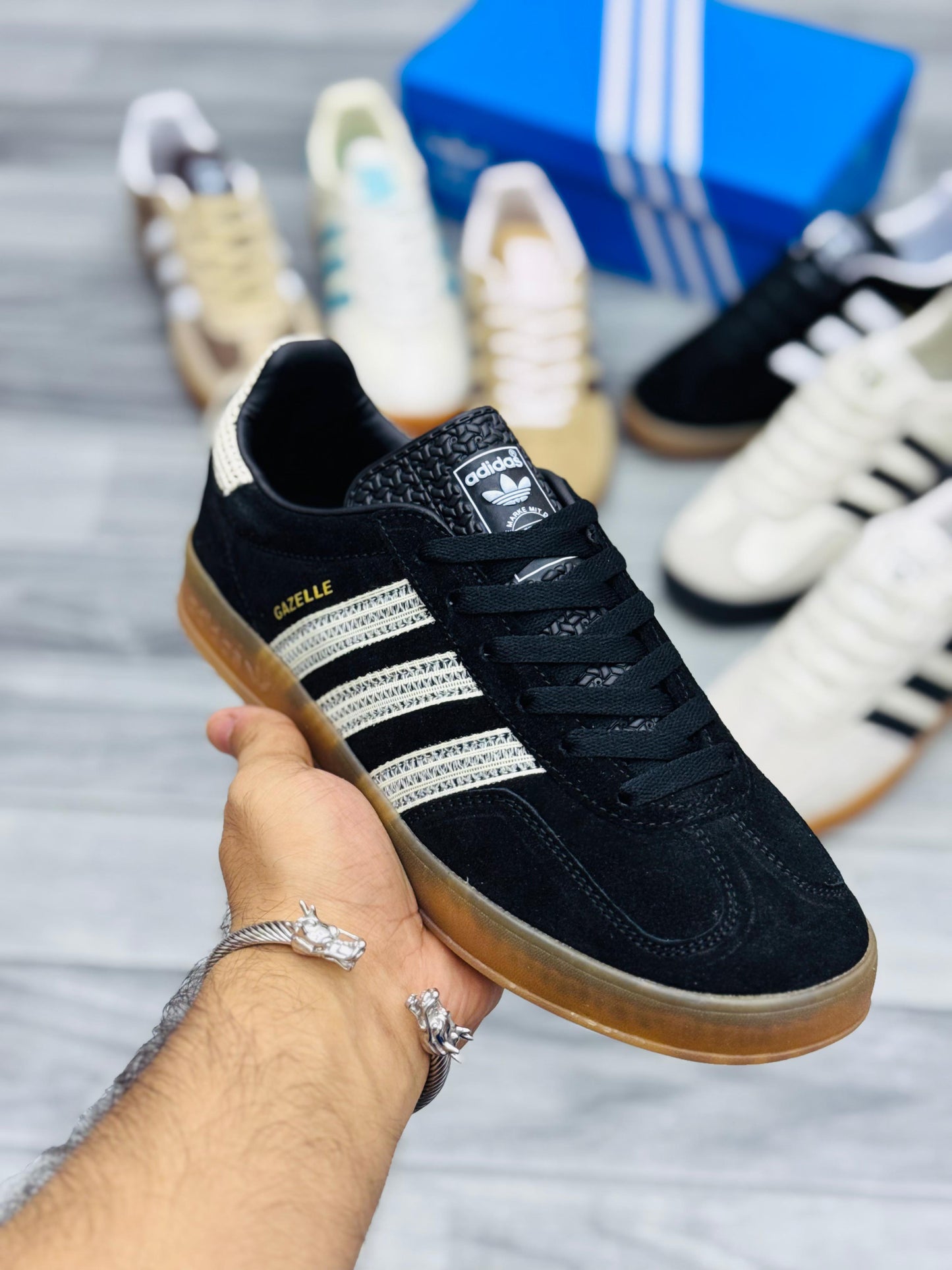 Adidas Gazelle Black & white with a textured pattern Sneakers