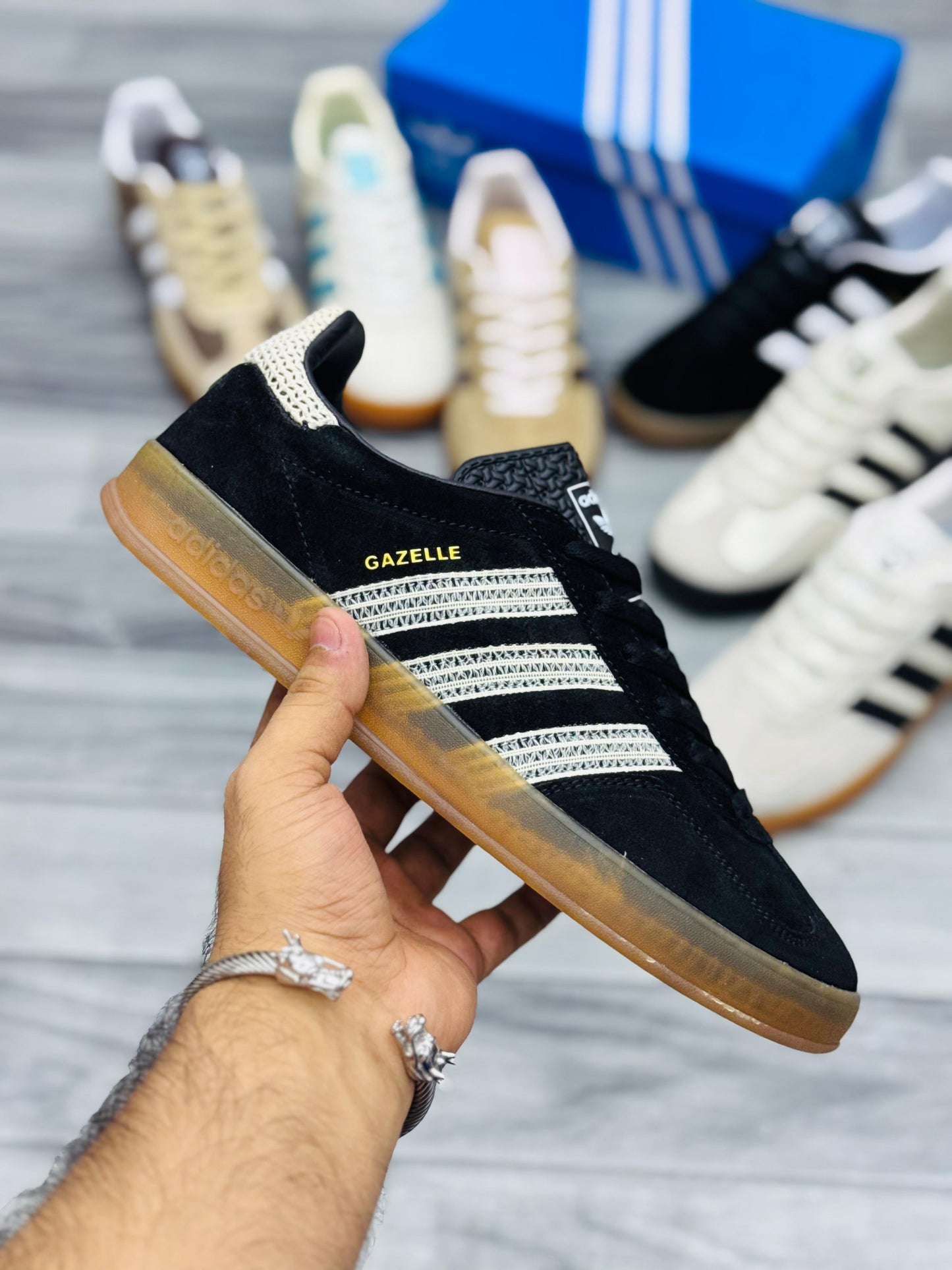 Adidas Gazelle Black & white with a textured pattern Sneakers
